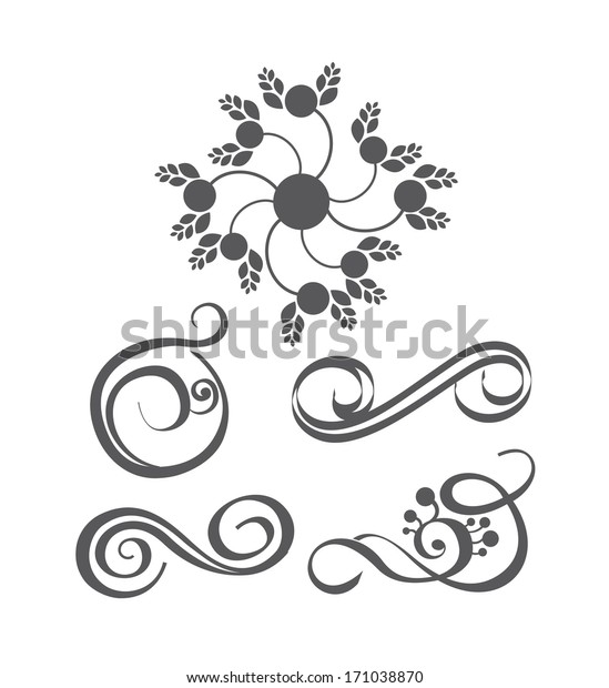 Collection of vector
design elements. Classic vintage floral ornaments for cards,  
banners and retro designs
