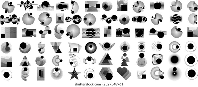 Collection of vector design elements. Set of logos with lines, stripes and circles. Various forms of line and dots design.Vector logo collection. Bundle of circle icons and elements. Set of lines art.
