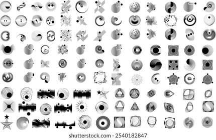 Collection of vector design elements. Set of logos with lines, stripes and circles. Various forms of line and dots design.Vector logo collection. Bundle of circle icons and elements. Set of lines art.
