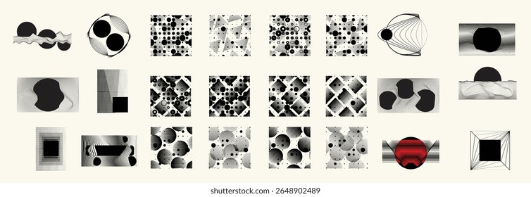 Collection of vector design elements. Set of logos with lines, stripes and circles. Various forms of line and dots design.Vector logo collection. Bundle of circle icons and elements. Set of lines art.