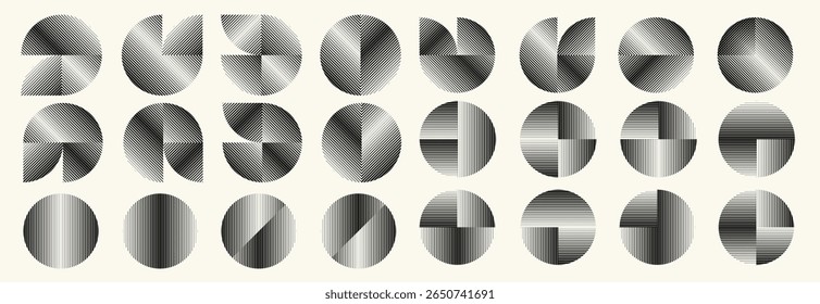 Collection of vector design elements. Set of logos with lines, stripes and circles. Various forms of line and dots design.Vector logo collection. Bundle of circle icons and elements. Set of lines art.