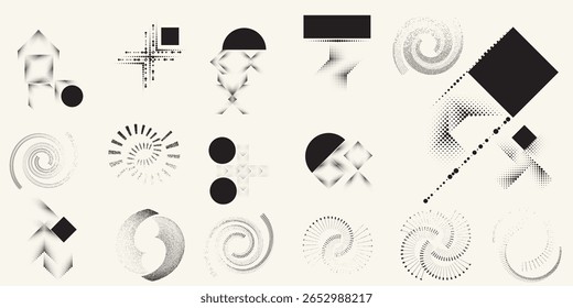 Collection of vector design elements. Set of logos with lines, stripes and circles. Various forms of line and dots design.Vector logo collection. Bundle of circle icons and elements. Set of lines art.