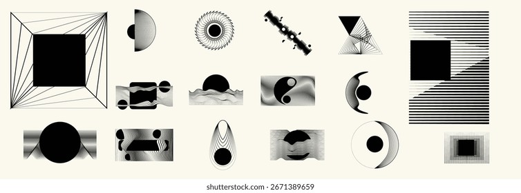 Collection of vector design elements. Set of logos with lines, spirals and circles. Various forms of line and dots design.Vector logo collection. Bundle of circle icons and elements. Set of lines art.