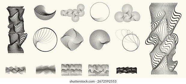 Collection of vector design elements. Set of logos with lines, spirals and circles. Various forms of line and dots design.Vector logo collection. Bundle of circle icons and elements. Set of lines art.