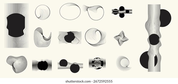 Collection of vector design elements. Set of logos with lines, spirals and circles. Various forms of line and dots design.Vector logo collection. Bundle of circle icons and elements. Set of lines art.