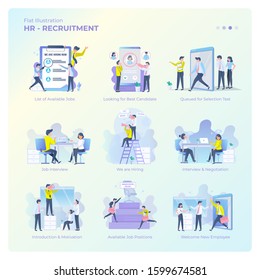 Collection of vector designs about human resources, recruitment illustrations for graphic resources