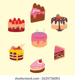 Collection of vector designs for birthday cakes and luxury cakes, very suitable for sticker or logo needs