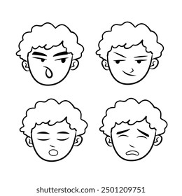 collection of vector designs of male faces with different funny expressions suitable for stickers, decorations, meme content, funny content