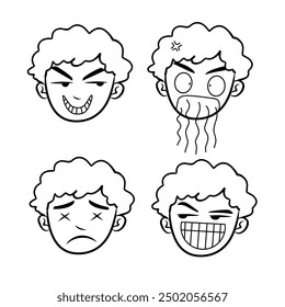 collection of vector designs of male faces with different funny expressions suitable for stickers, decorations, meme content, funny content