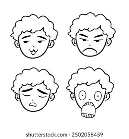 collection of vector designs of male faces with different funny expressions suitable for stickers, decorations, meme content, funny content