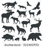 Collection of vector detailed silhouettes of forest animals
