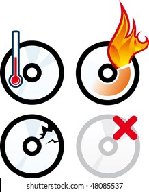 Collection of vector disc icons - burning
