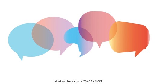 Collection of vector diverse speech bubble quote icons in a colorful style, isolated on a white background for easy integration 