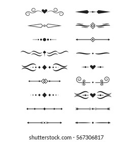 Collection of vector dividers calligraphic style.