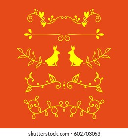 Collection of vector dividers calligraphic style vintage border frame design decorative illustration element.