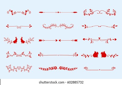 Collection of vector dividers calligraphic style vintage border frame design decorative illustration element.