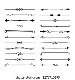 Collection of vector dividers. Can be used for design, letters, jewelry, gifts, notebooks. Vector illustration