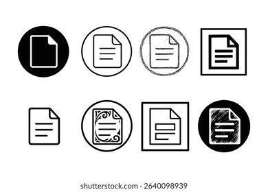Collection of Vector Document Icons on White Background for Business and Office Use