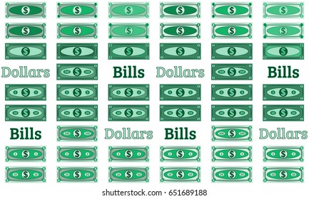 Collection of vector dollars, abstract banknotes