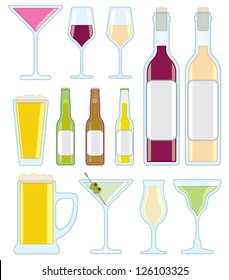 A collection of vector drink icons