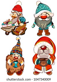 Collection of vector dwarfs for Christmas design
