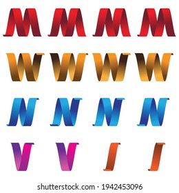 Collection of vector elements: a set of colorful letters made from ribbons with 3D effect. Can be used for logos and other graphic design layouts