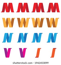 Collection of vector elements: a set of colorful letters made from ribbons with 3D effect. Can be used for logos and other graphic design layouts