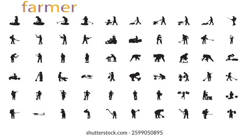 collection of vector farmer silhouettes