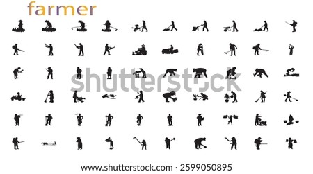 collection of vector farmer silhouettes