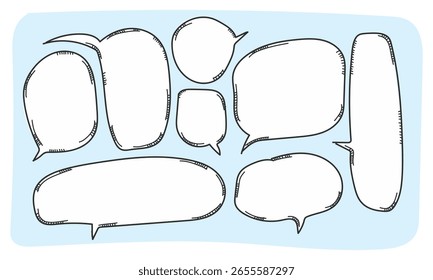 Una colección de archivos de Vector con burbujas de discurso de estilo doodle.