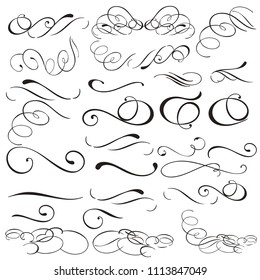 Collection of vector filigree flourishes for design