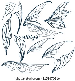 Collection of vector filigree magic wings