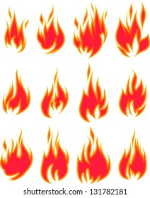 Collection of vector fires isolated on white