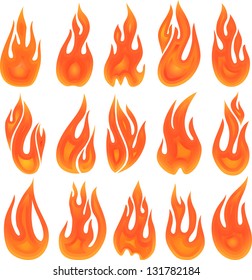 Collection of vector fires isolated on white