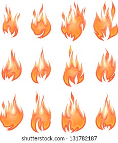 Collection of vector fires isolated on white