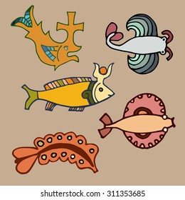 Collection of vector fish. Hand drawn illustration.