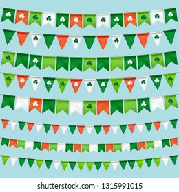 collection of vector flag garlands for st. patrick's day