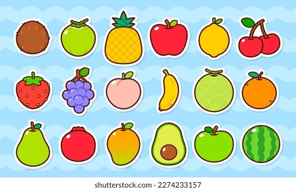 Collection of Vector Flat Design Fruit Stickers