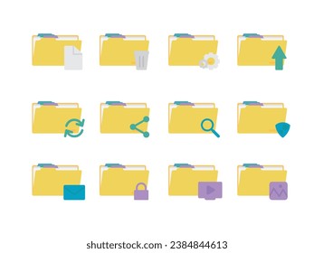 collection of vector flat icons.  a folder for files, documents, files, etc