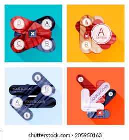 Kollektion von Vektor-flachen Infografik-Layouts für Unternehmen aus geometrischen Formen und Pfeilen