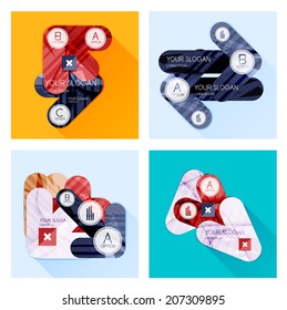 Collection of Vector Flat Infographic Layouts for Business made of Geometric Shapes and Arrows