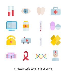 Collection of vector flat medical icons for web, mobile applications design
