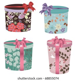 Collection of vector floral decorative gift boxes