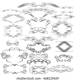 A collection of vector floral frames from flourishes for design in vintage calligraphic style