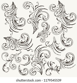 Collection of vector flourishes in vintage style