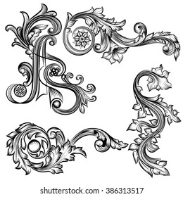 Collection of vector  flourishes in vintage style for design