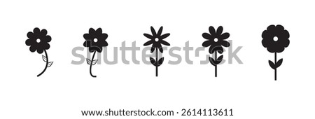 Collection of vector flowers. Flower icon, vector flowers pot icon,  silhouette design. Perfect for branding, this illustration.