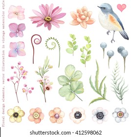 Collection Vector Flowers Redflanked Bluetail Bird Stock Vector ...