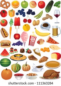 A Collection Of Vector Food Items