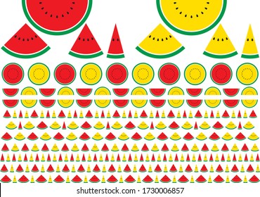 Collection of vector frame material of watermelon